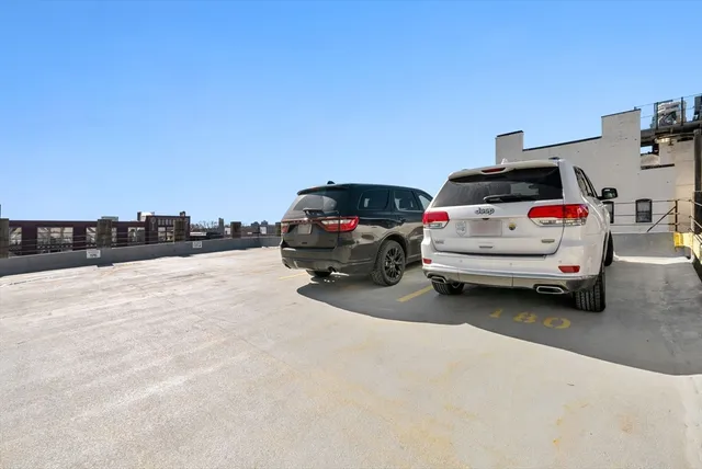 a view of a car in the parking lot