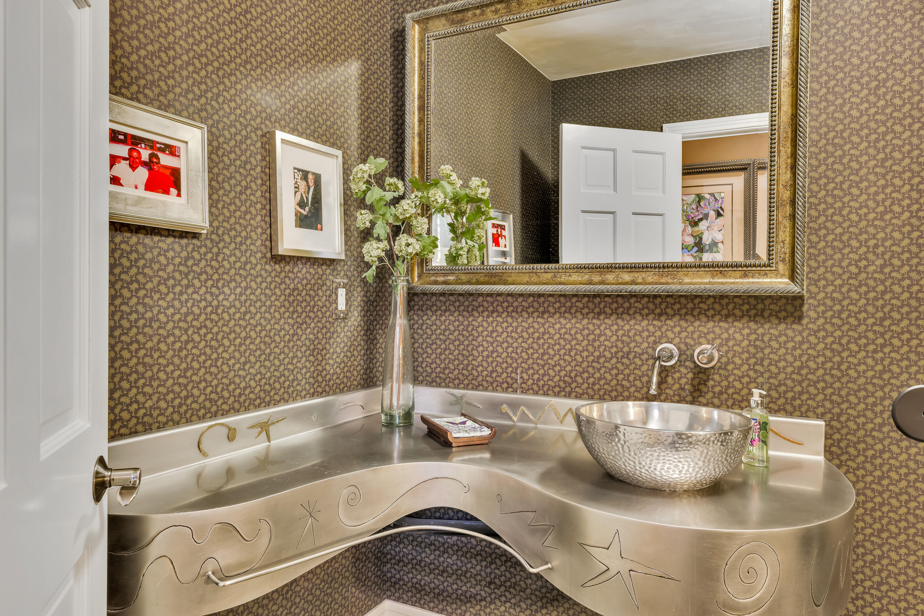 73005 Haystack Road Palm Desert, CA 92260 - Photo 31 of 45 a bathroom with a granite countertop sink and a mirror