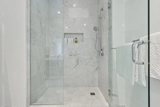 a bathroom with a shower