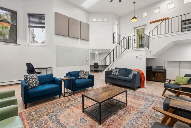 a living room with furniture