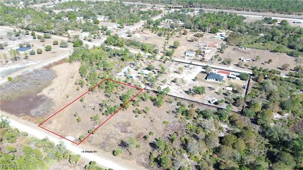 a view of a yard with a tree