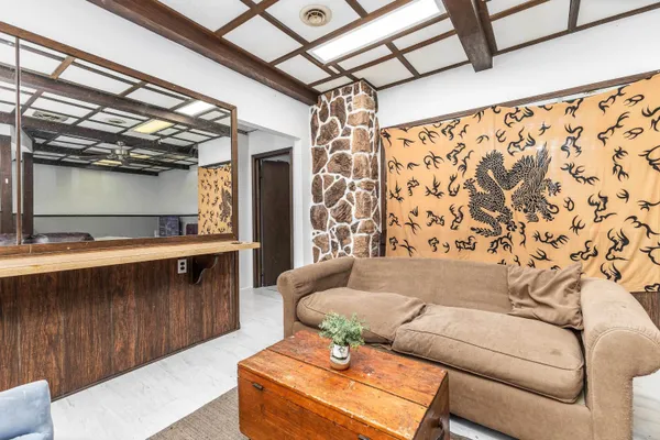 a living room with furniture