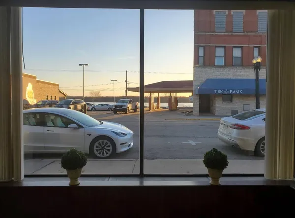 a view of small house with front door