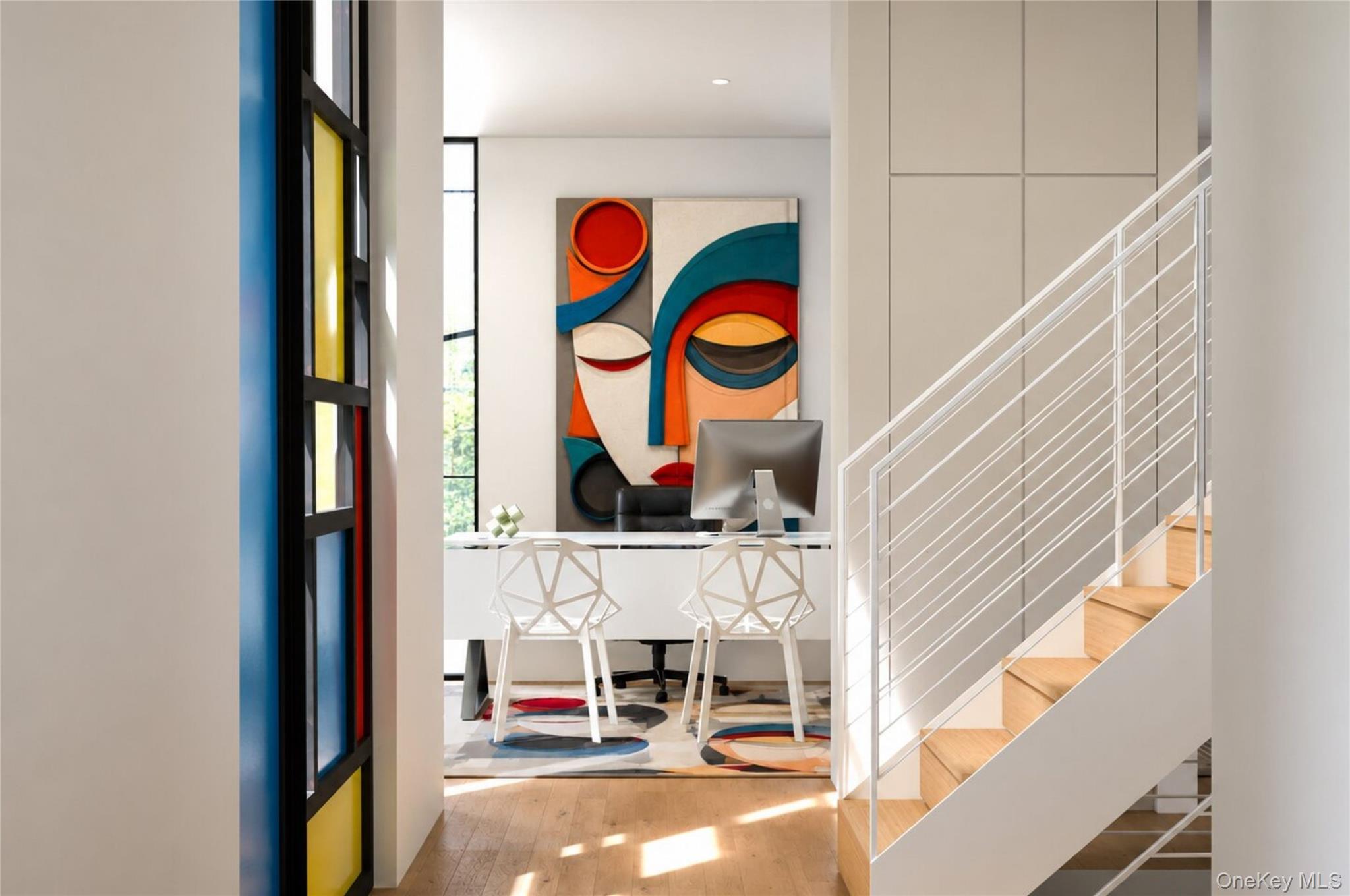 2164 Boston Post Road Larchmont, NY 10538 - Photo 3 of 29 Staircase with clean minimalist lines. Office in the background.
