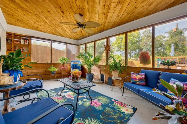 an outdoor space with patio