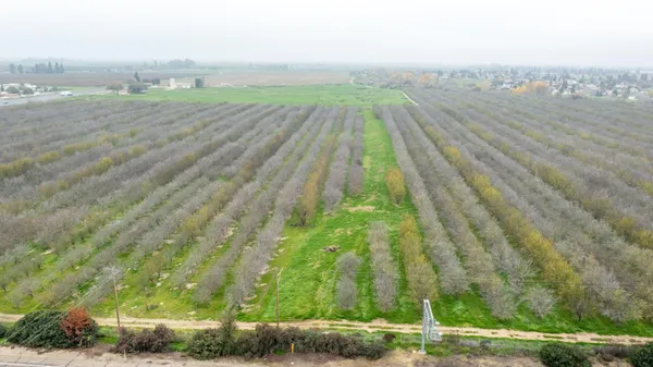 a view of a field with an ocean