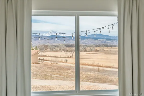a view of a glass door with a from a window