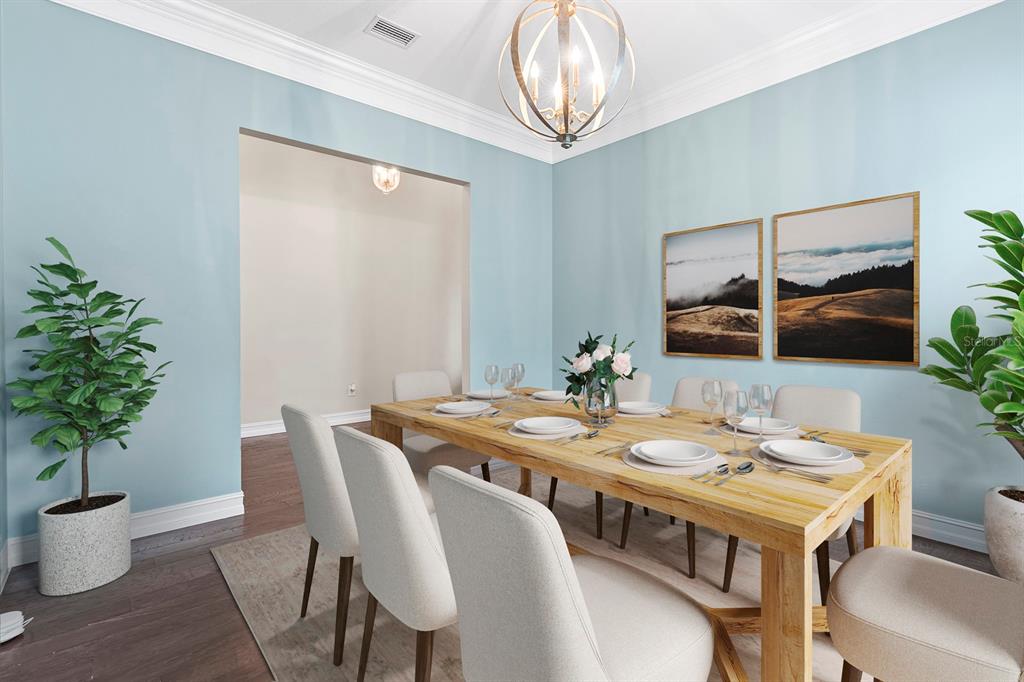 6809 Scenic Drive Apollo Beach, FL 33572 - Photo 10 of 94 a view of a dining room with furniture and wooden floor
