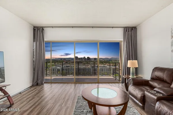 a living room with furniture