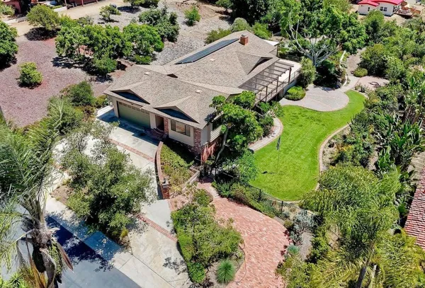 an aerial view of a house