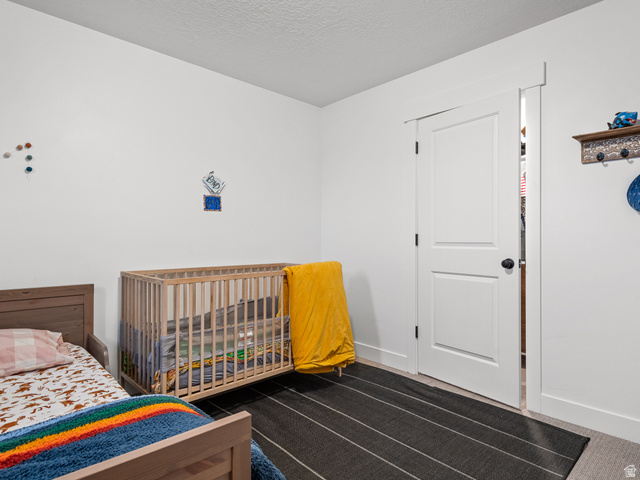627 South Meade Street Mapleton, UT 84664 - Photo 23 of 37 Bedroom featuring light gray carpeting, crisp white walls, and a white two-panel door