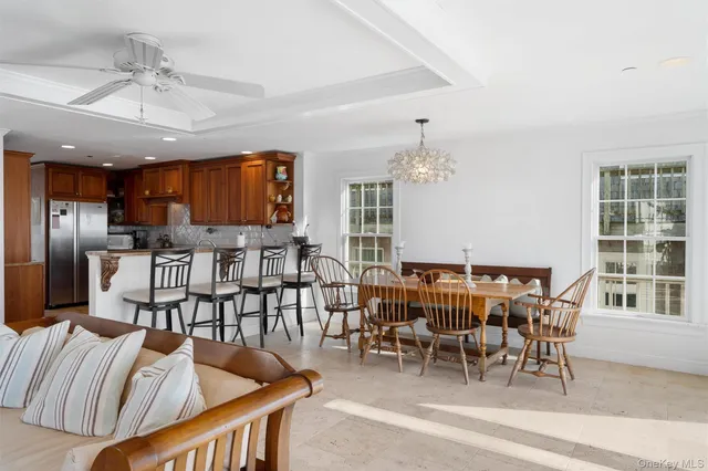 a view of kitchen with dining area