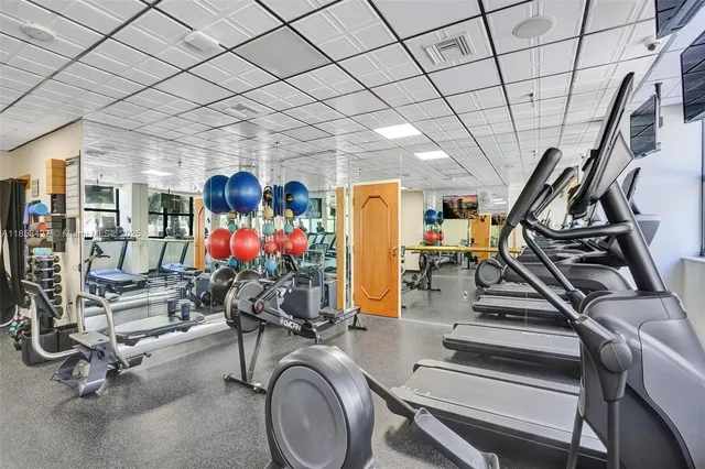 a view of a room with gym equipment