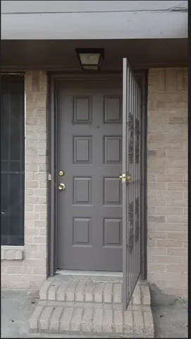 a view of wooden door