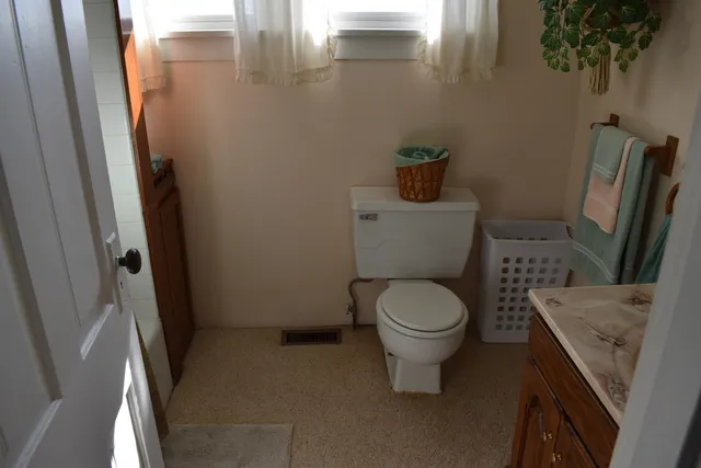 a white toilet sitting next to a sink