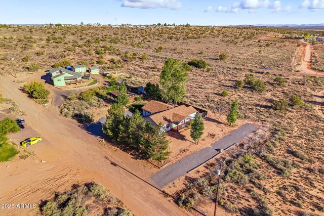 an aerial view of a house
