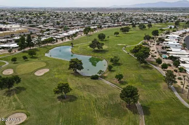 a view of a lake with houses