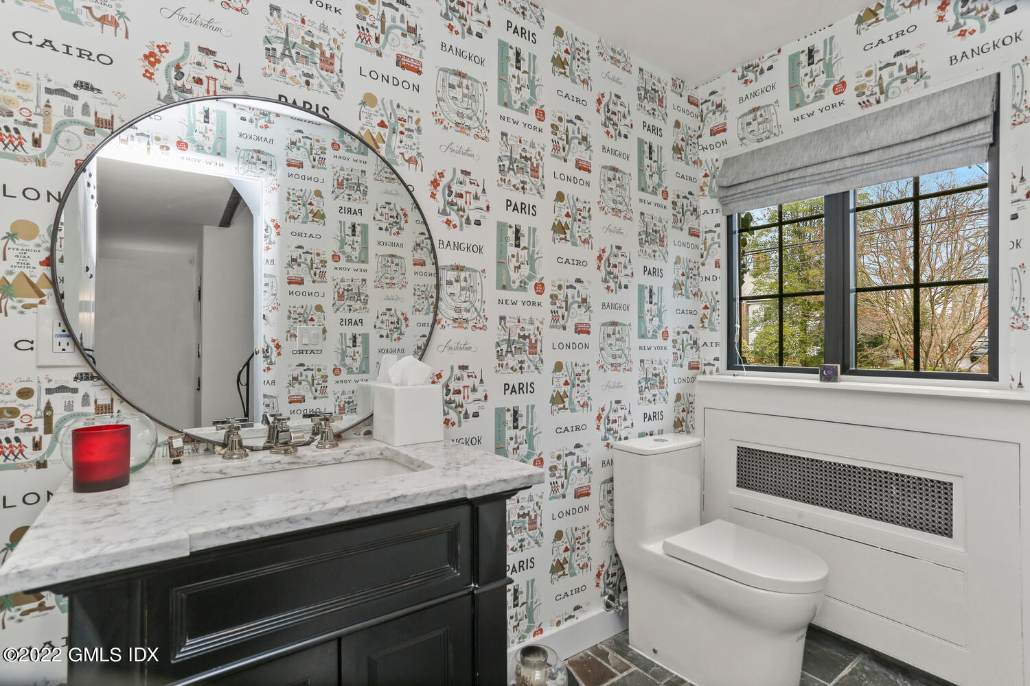 84 Meadow Road Riverside, CT 06878 - Photo 5 of 35 a bathroom with a sink a toilet and a mirror