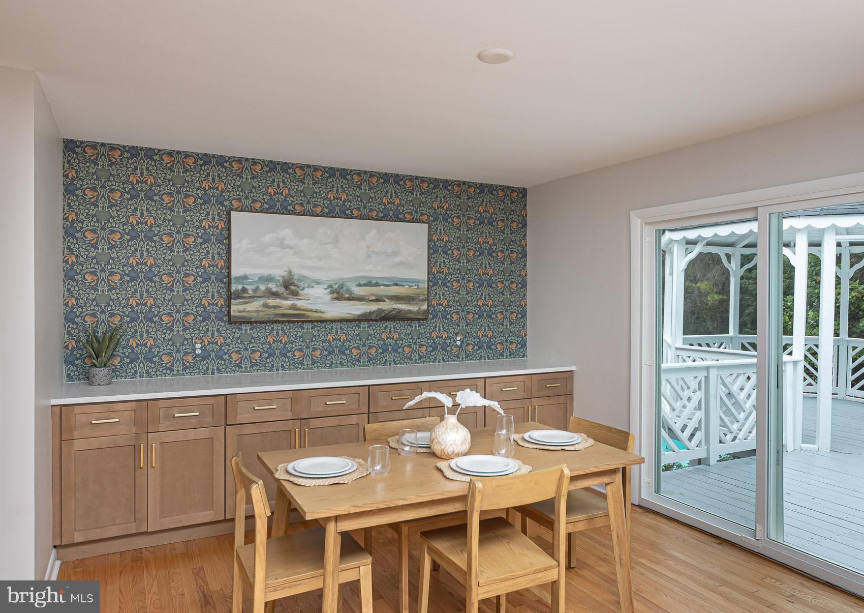 9508 Buckhorn Road Baltimore, MD 21234 - Photo 5 of 40 Charming dining area with vibrant wallpaper.