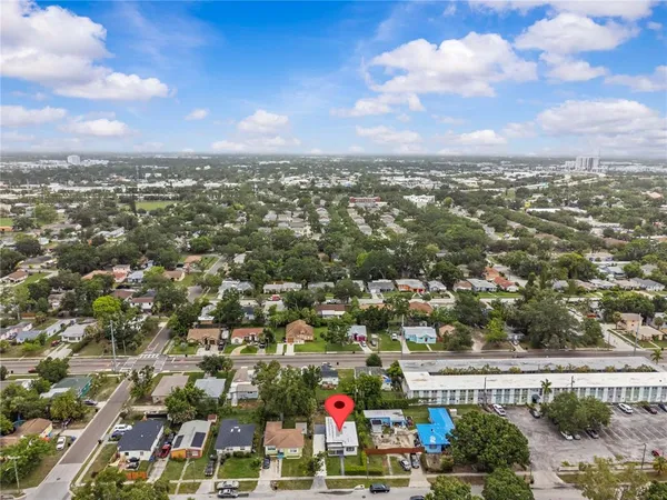 an aerial view of a city