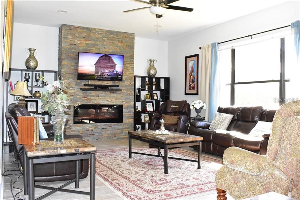 20104 Pond Spring Way Tampa, FL 33647 - Photo 11 of 51 a living room with furniture a flat screen tv and a fireplace