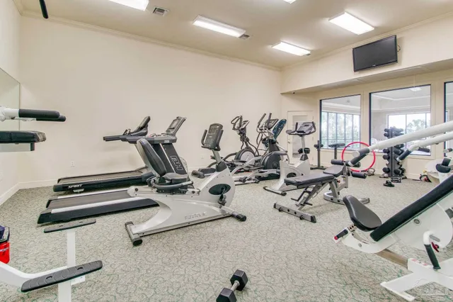 a view of a room with gym equipment