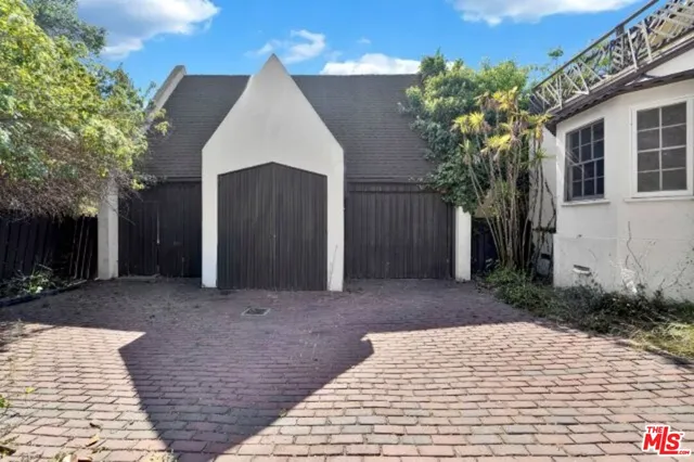 a view of backyard with plants and trees