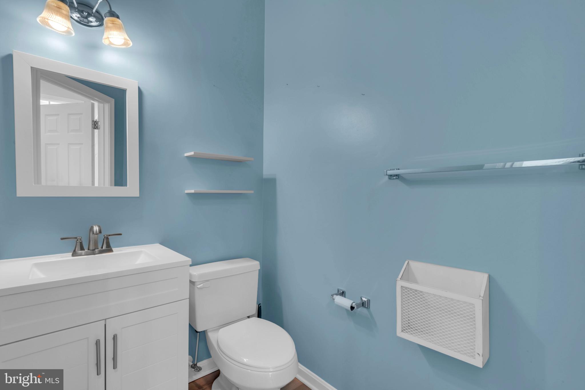1104 Ruddy Duck Court Denton, MD 21629 - Photo 25 of 50 a bathroom with a toilet a sink a mirror and vanity