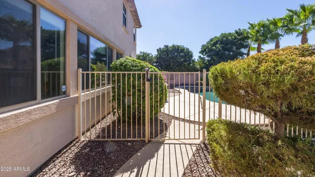 a view of a park with large trees