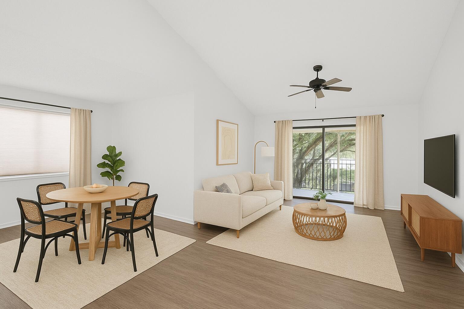 5530 Coach House Circle, Unit E Boca Raton, FL 33486 - Photo 4 of 40 a living room with furniture and a flat screen tv