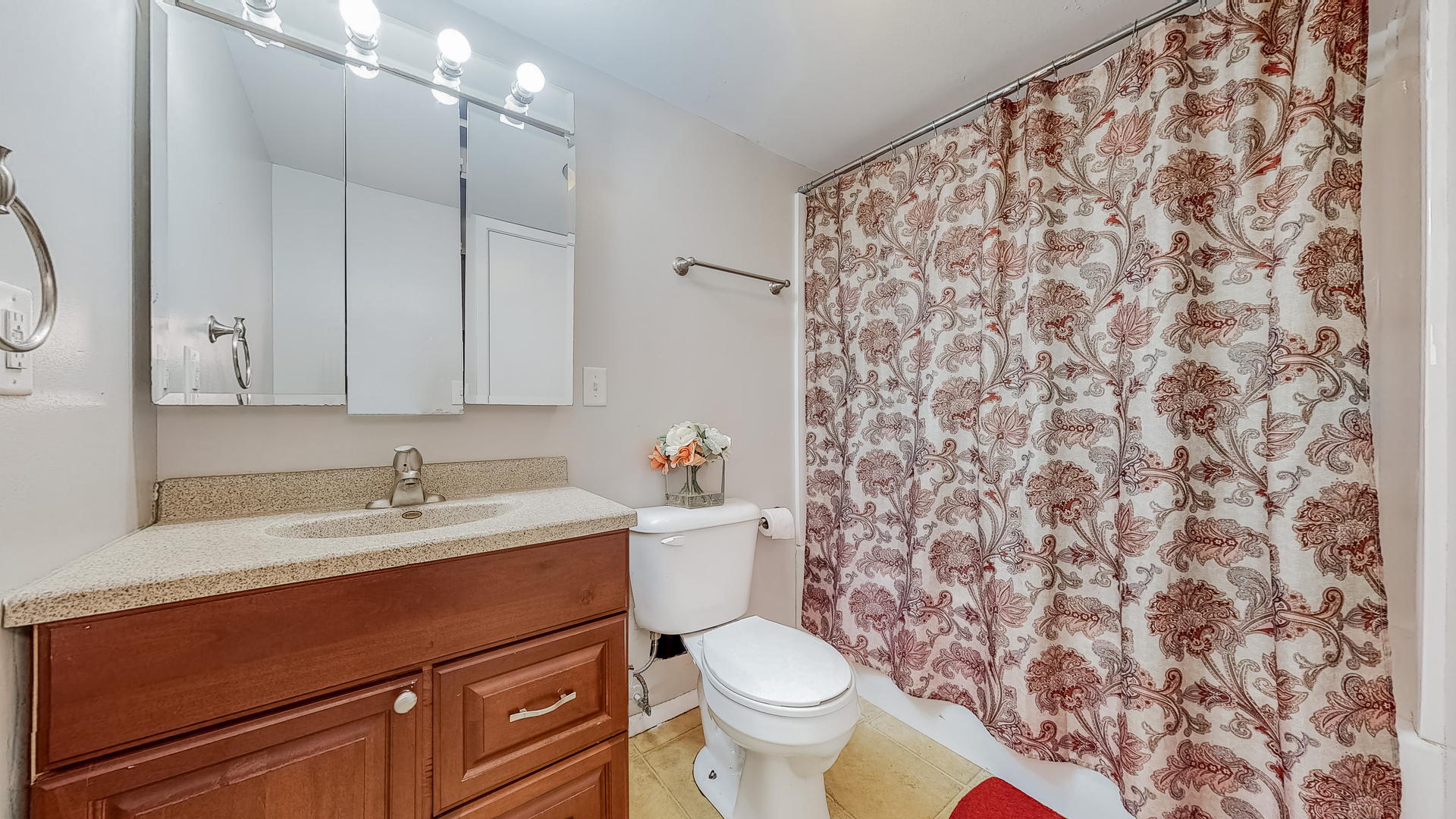 34 Aldon Road Montgomery, IL 60538 - Photo 17 of 20 a bathroom with a granite countertop sink a toilet and a mirror