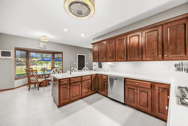 a kitchen with lots of counter top space