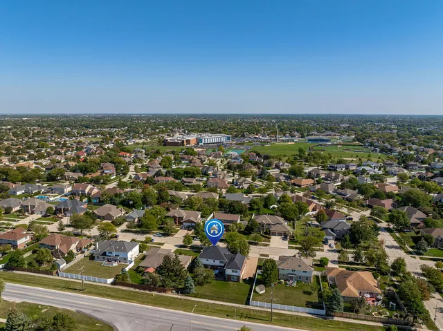an aerial view of multiple house