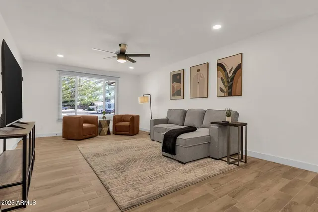 a bedroom with furniture