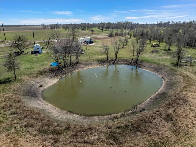 a view of a lake in middle of the forest