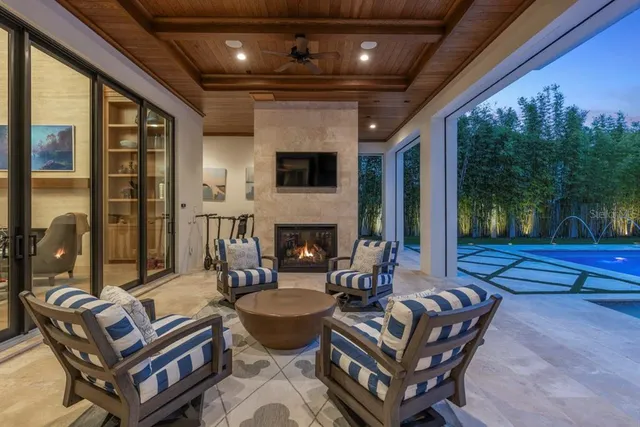 a view of yard with outdoor seating