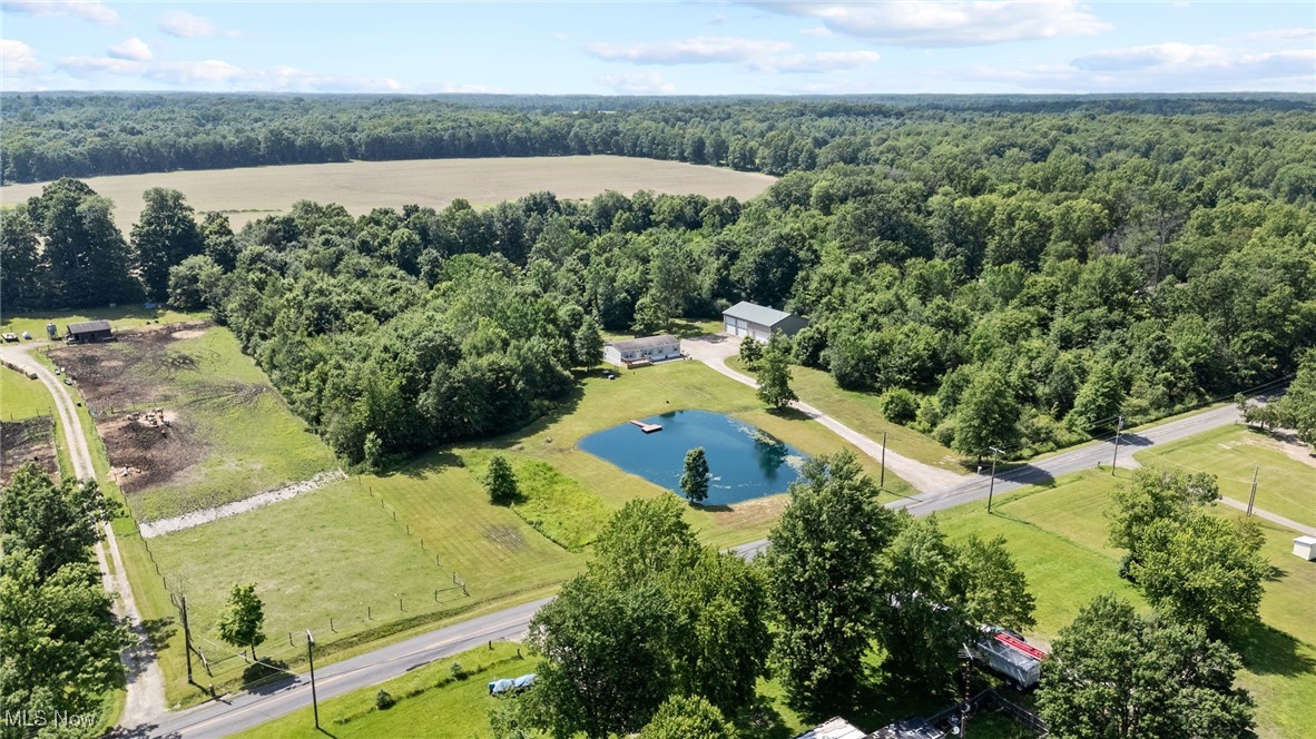 1467 Notman Road Deerfield, OH 44411 - Photo 29 of 37 Drone / aerial view of a heavily wooded area and a nearby body of water