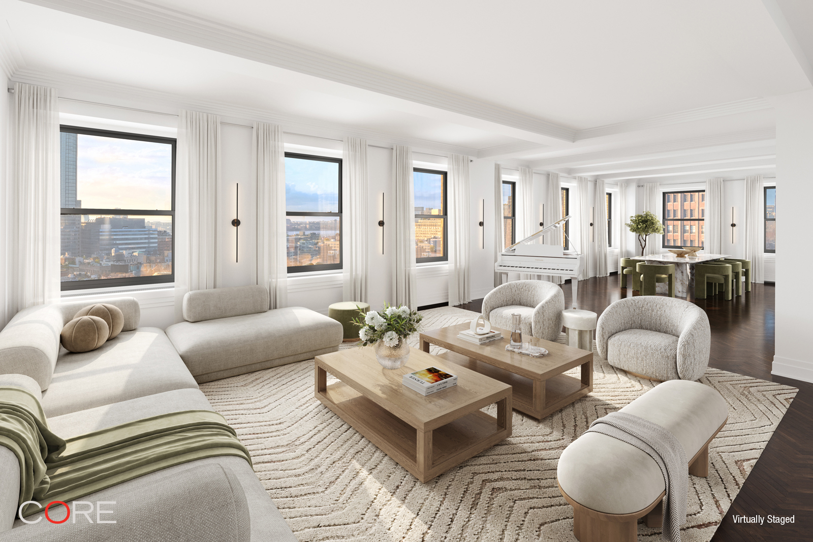90 Franklin Street, Unit PH Manhattan, NY 10013 - Photo 7 of 25 a living room with furniture or couch and a window