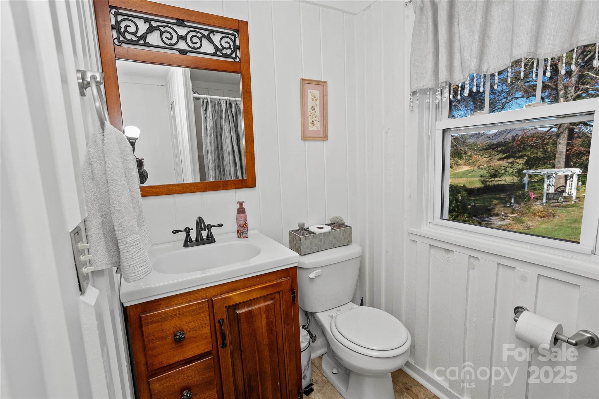 3471 Chimney Rock Road Hendersonville, NC 28792 - Photo 21 of 48 a bathroom with a toilet a sink and a mirror
