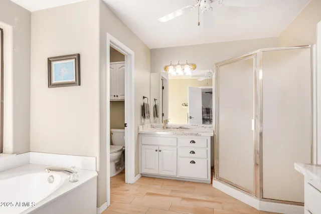 a bathroom with a granite countertop sink a mirror and a shower