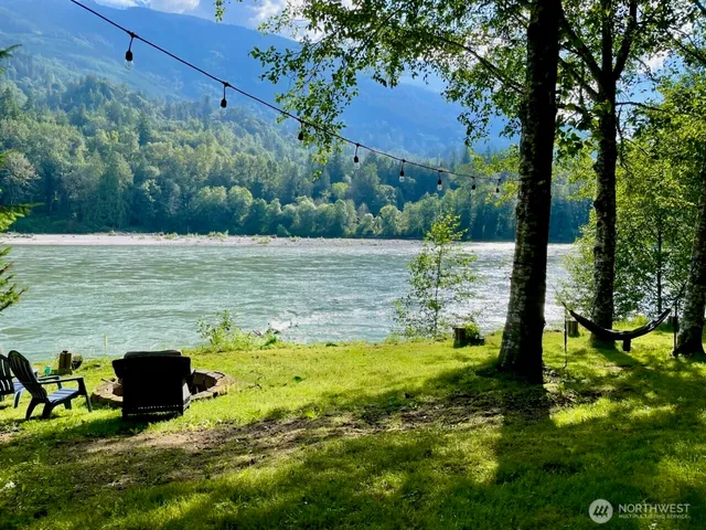 a view of a lake with a house