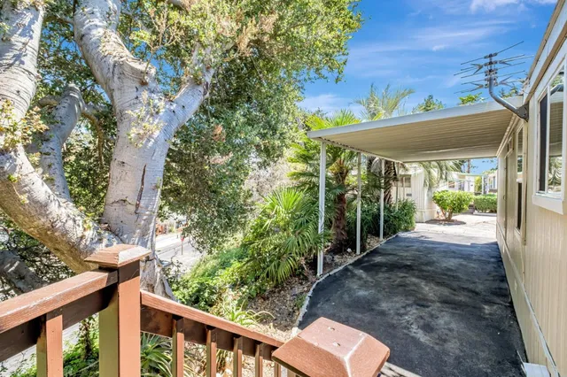 a view of a backyard with pathway