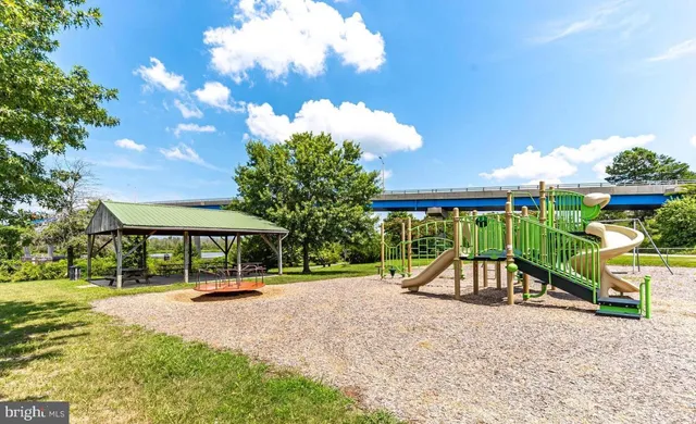 a view of a park with slide