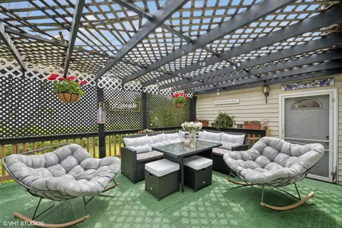 a outdoor living space with furniture