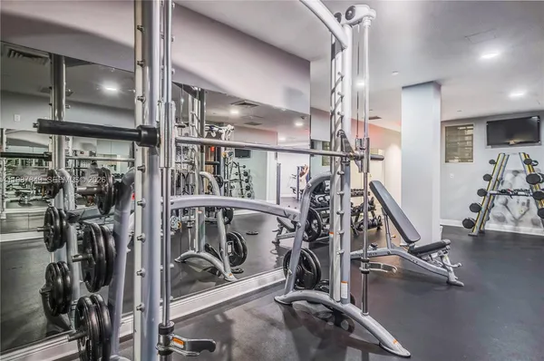 a view of a room with gym equipment