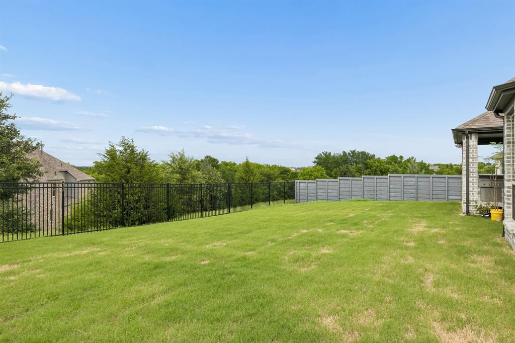 4933 Switchback Street Little Elm, TX 76227 - Photo 20 of 33 Peaceful views of the backyard with cedar trees and plenty of sky!