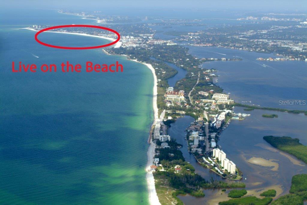 5880 Midnight Pass Road, Unit 808 Sarasota, FL 34242 - Photo 25 of 25 Aerial of Siesta Key noting area of Casarina