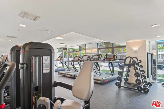 a view of a room with gym equipment