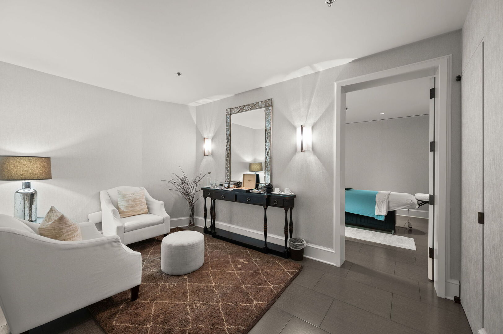 118 East Erie Street, Unit 28F Chicago, IL 60611 - Photo 30 of 31 a living room with furniture and a lamp