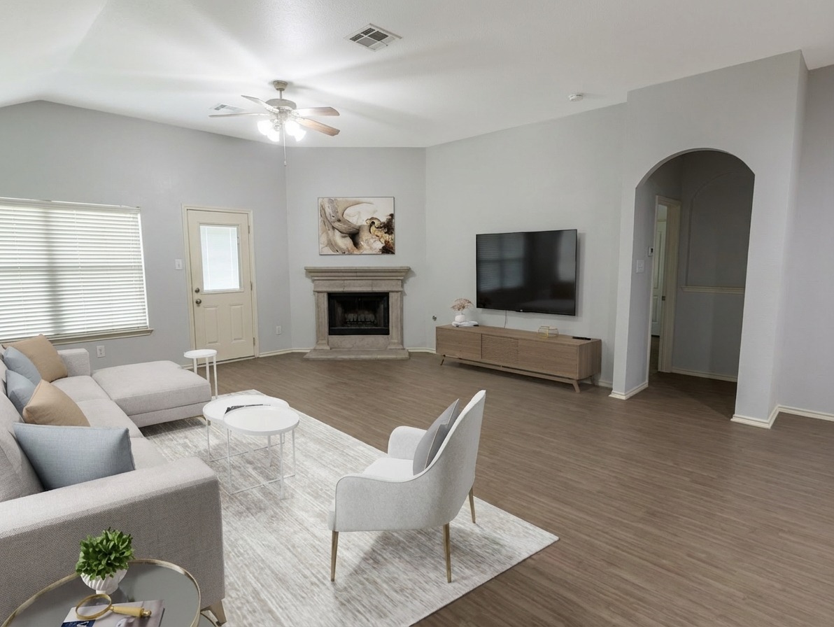 2122 Rachel Lane Round Rock, TX 78664 - Photo 5 of 15 a living room with furniture and a fireplace